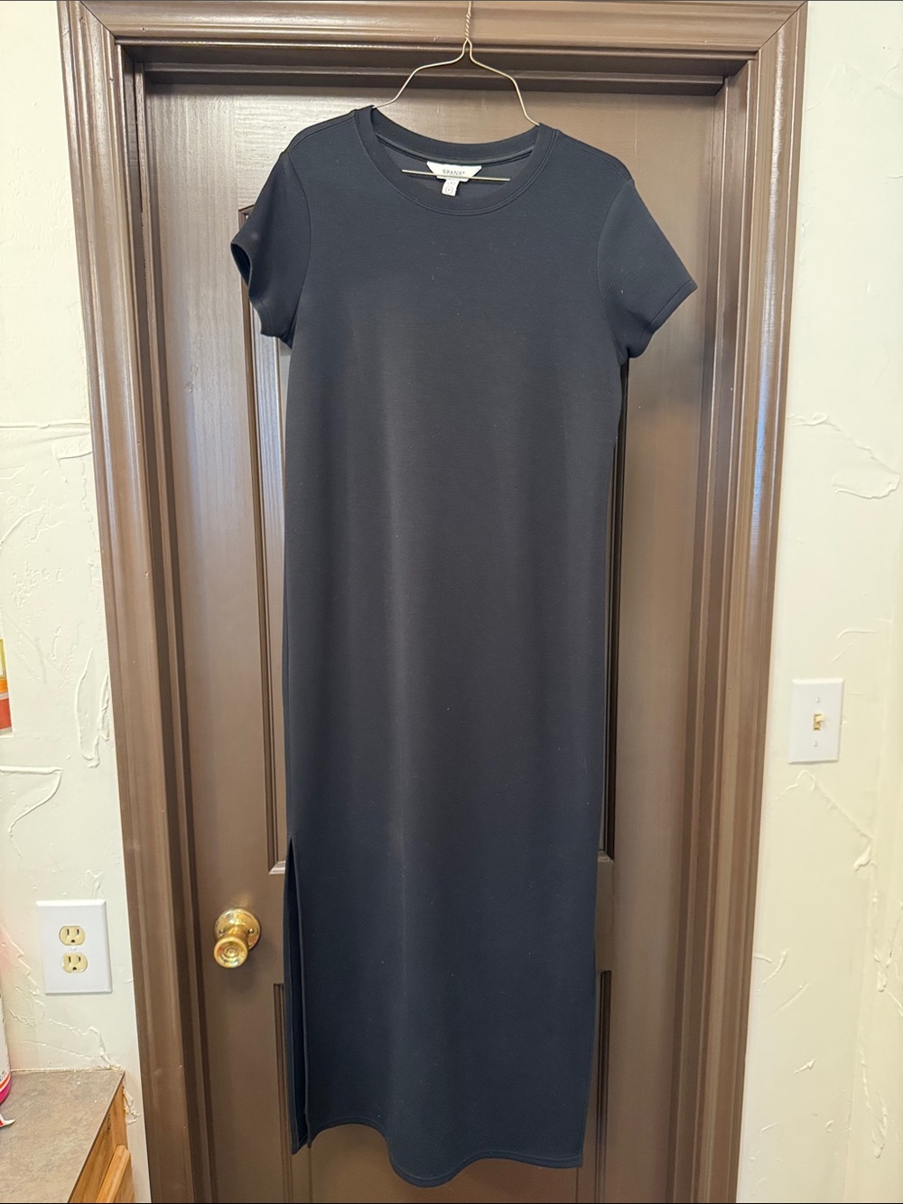 SPANX Black Short-Sleeve Maxi Dress